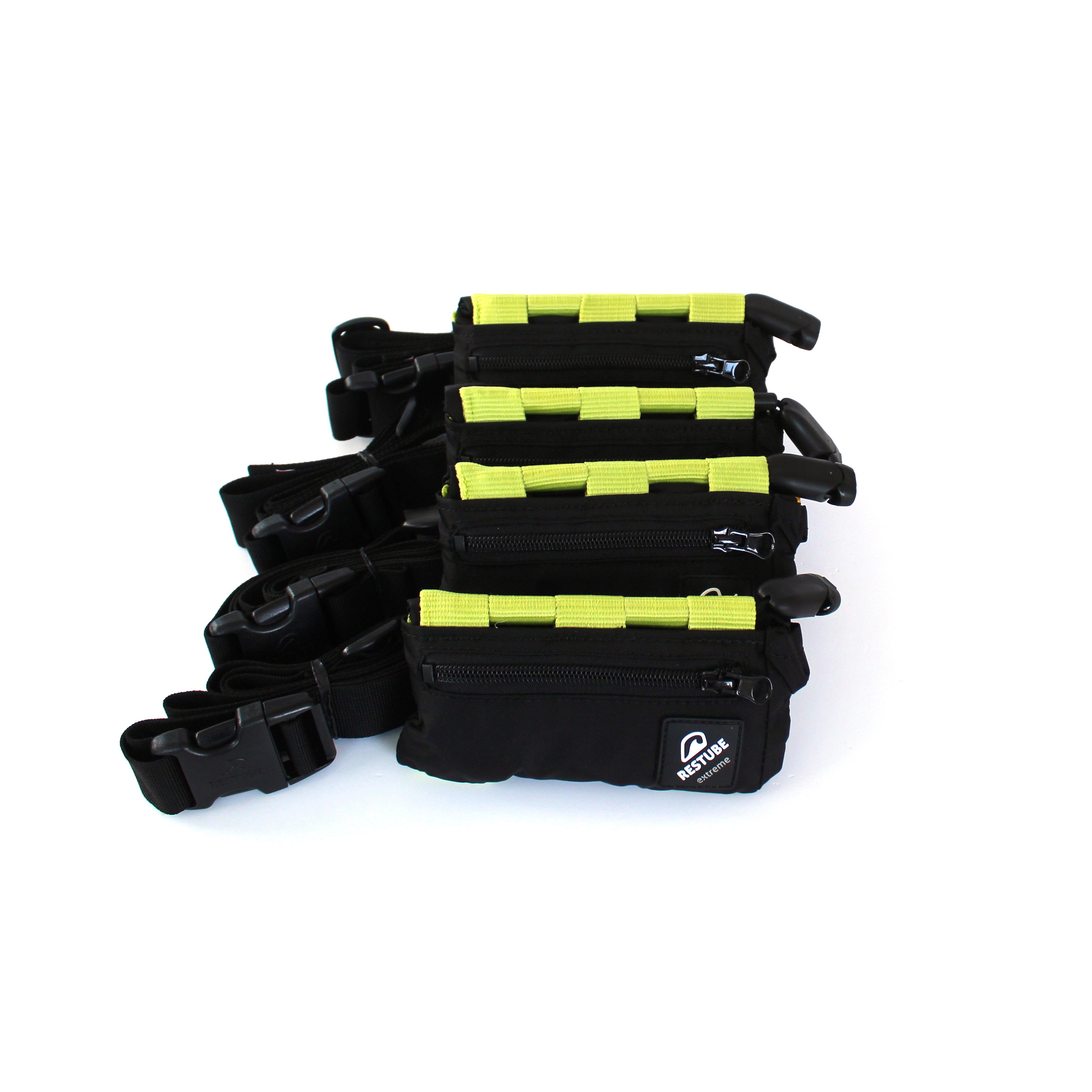 Four restube extreme in black, yellow pouches and black belt