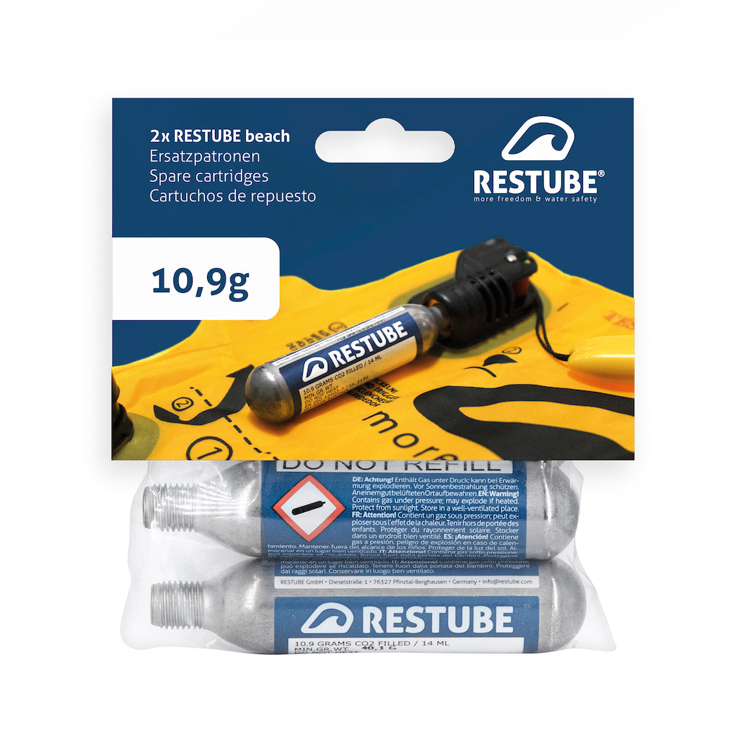 Two Restube CO2 replacement cartridges 10.9 g