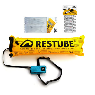 Restube floating buoy with two reflector strips and 6 CO2 replacement cartridges